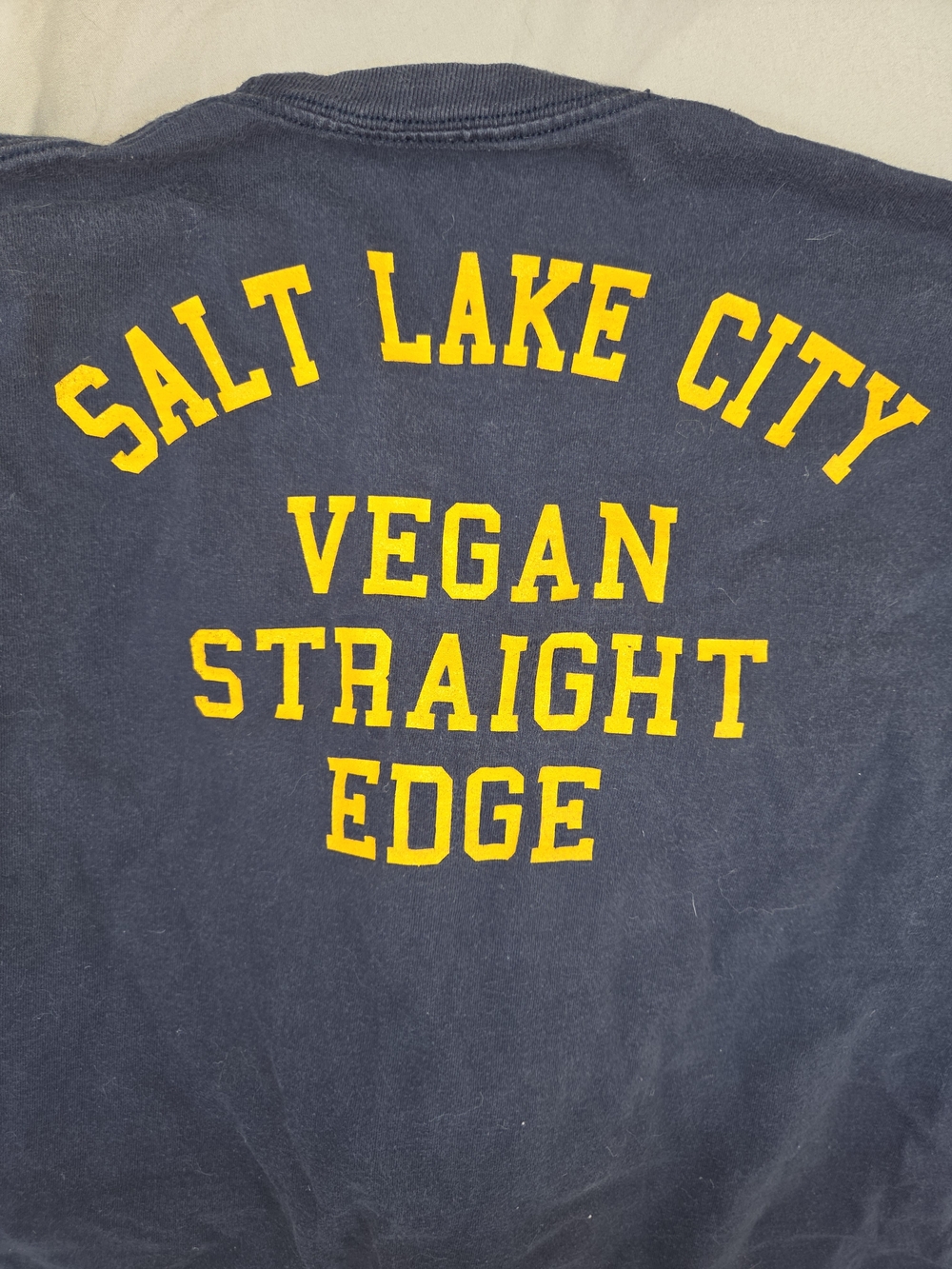 Vegan PXR Straight Edge Salt Lake City Short Sleeve Tee - Navy/Yellow